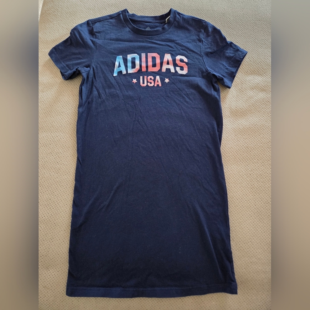 adidas Women's Navy/Multi America Cotton T Shirt Dress size XS - Picture 2 of 12